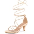 thumbnail image 1 of Sandalias con cordones Perphy para mujer tacón bajo Beige 36, 1 of 5