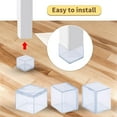 thumbnail image 3 of Flyshop Flexible PVC Leg Tips Square Chair Leg Caps Furniture Floor Protectors, 1-1/2" x 1-1/2", 38mm x 38mm, Transparent, 4PCS, 3 of 6