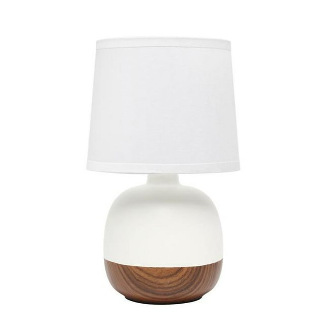 Simple Designs LT2078-DWW Petite Mid Century Table Lamp, Dark Wood & White