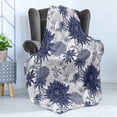 thumbnail image 4 of Dahlia Flower Soft Flannel Fleece Blanket, Dotted Digital Paint of Dahlia Botanical Curved Rolled Wild Ray Blunts Design, Cozy Plush for Indoor and Outdoor Use, 50" x 60", Blue White, by Ambesonne, 4 of 5