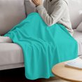 thumbnail image 3 of Turquoise Throw Blanket for Couch, Soft Lightweight Flannel Fleece Blanket, Modern Pure Turquoise Microfiber Plush All Season Decorative Blankets Gifts for Sofa Bed 50"x60", 3 of 9