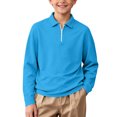 thumbnail image 6 of Falkdiz Long Sleeve Shirts for Girls Back to School 1/4 Zipper Pullover Comfy Winter Casual Solid Color Girls Tops Collar , Sky Blue , Size: 7-8Years, 6 of 9