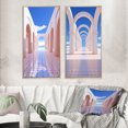 thumbnail image 1 of Designart "Futuristic Architecture Infinite Geometry VI" Modern Geometric Framed Wall Art Set Of 2 - Modern Blue Framed Canvas Set For Living Room Decor, 1 of 6