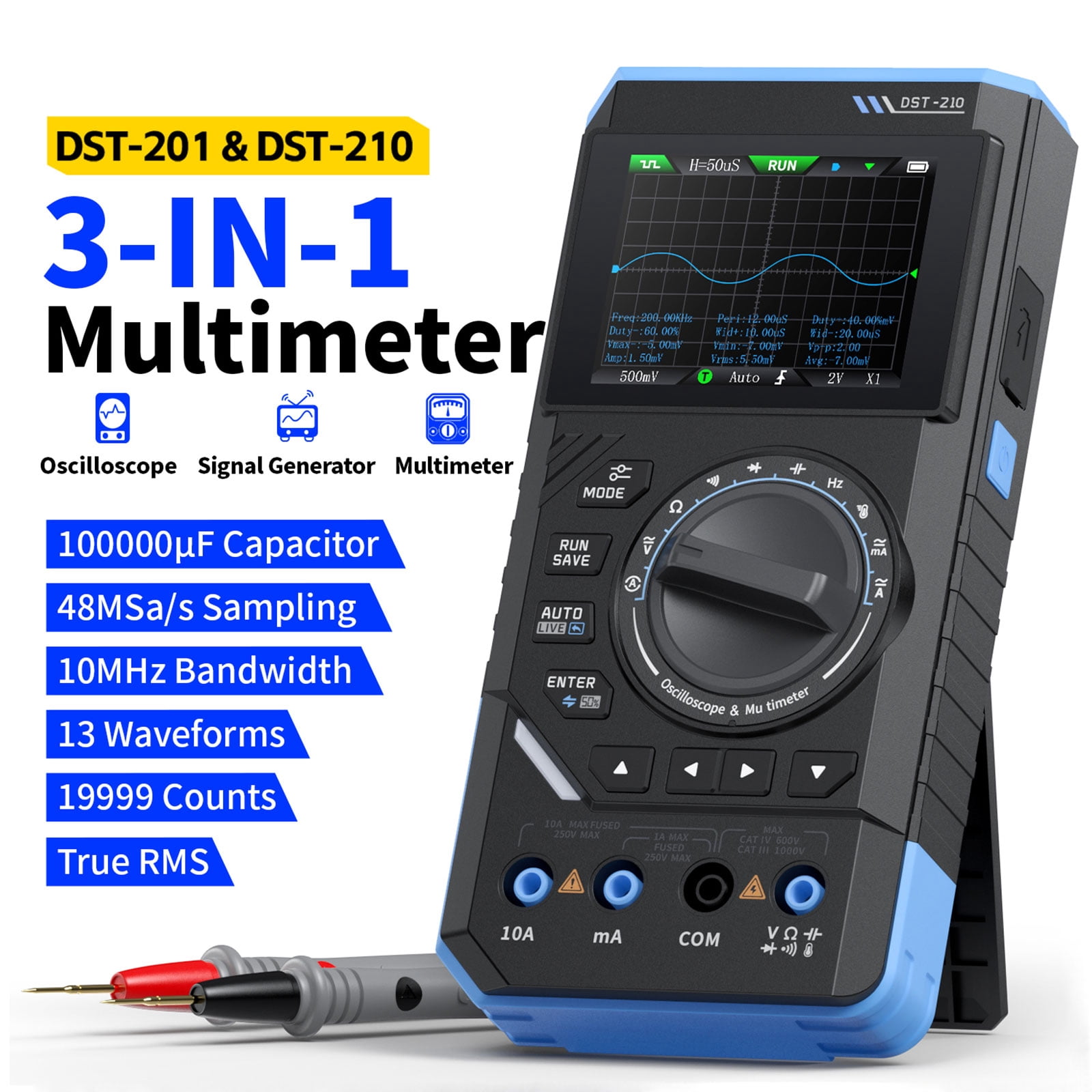 lixuesong High Precisions 4.5 Digit Digital Multimeter with Oscilloscope & Signals Generator Simple to Operate for Professional Us