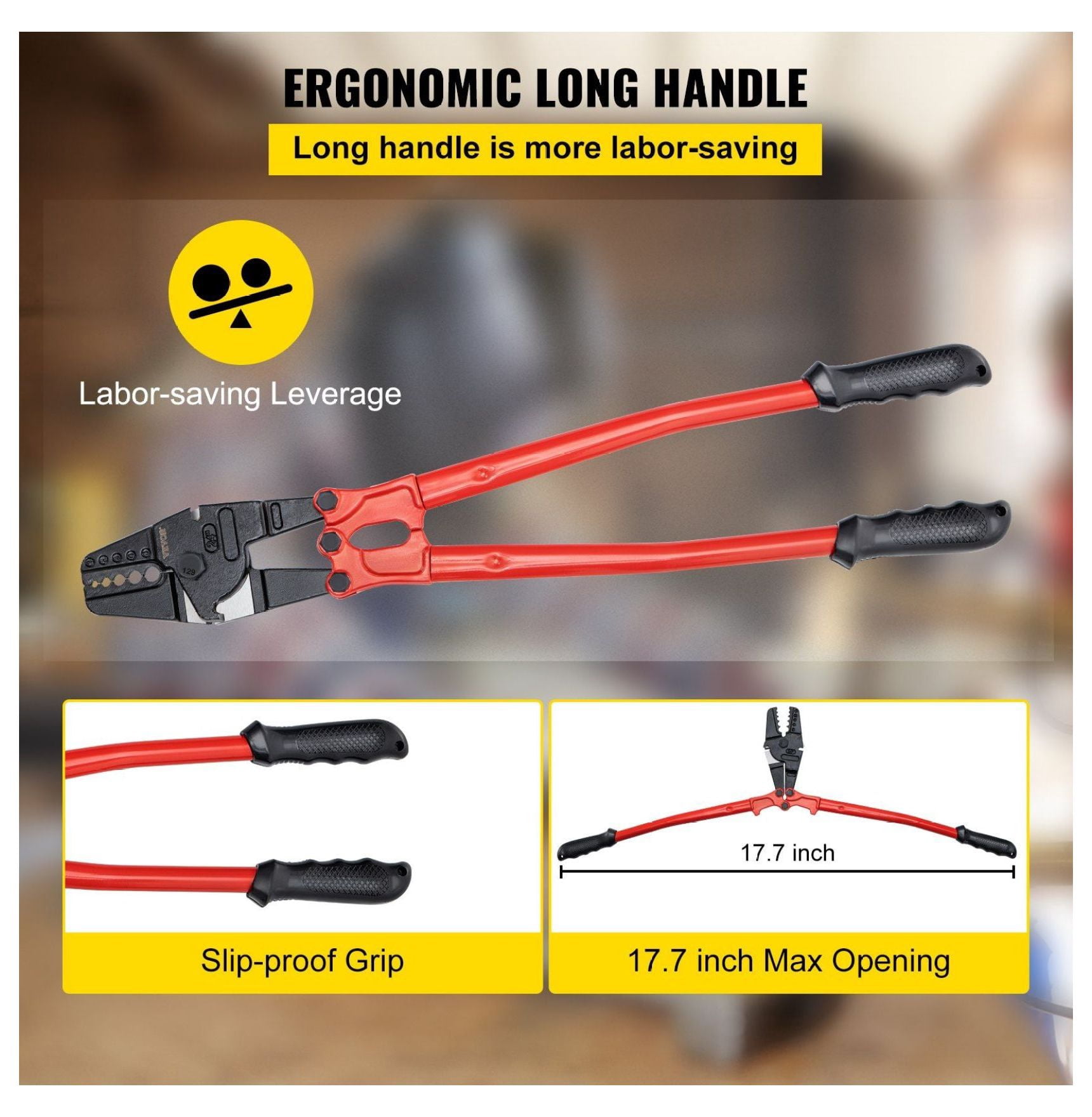 24" Hand Swager Cable Cutter 1/16"-3/16" Wire Rope Crimping Tool, 5-Cavity Steel Swage Kit with Labor-Saving Handle & Cutter for Aluminum Sleeves