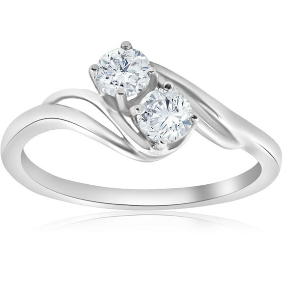 Pompeii 5/8 ct Two Stone Diamond Forever Us Engagement Ring Solitaire 14k White Gold