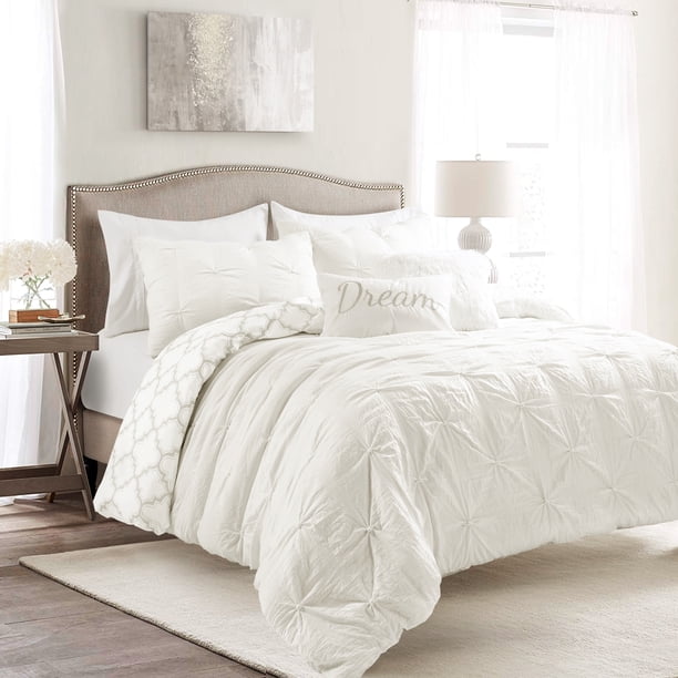 Lush Decor Ravello Pintuck Duvet Set - Set Di Biancheria Da Letto Testurizzata Di Lusso Da 5 Pezzi Arredamento Per Camera Da Letto Ispirato Al~p115227730