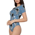thumbnail image 2 of Lsque Cute Cartoon Astronaut Women's Crew Neck Short Sleeve Bodysuit Basic T Shirts Tops Onesie Adult Cute Pajama-X-Large, 2 of 8