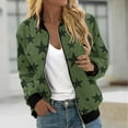 thumbnail image 2 of VINUSLI Bomber Jacket Women 2025 Causal Stars Print Zip Up Coats Long Sleeve Stand Collar Fall Jackets Lightweight Outerwear Tops Army Green,M, 2 of 6