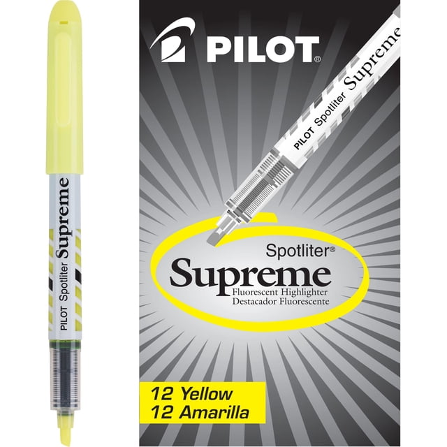 Resaltadores PILOT Spotliter Supreme Punta Cincel Amarillo Paquete de 12