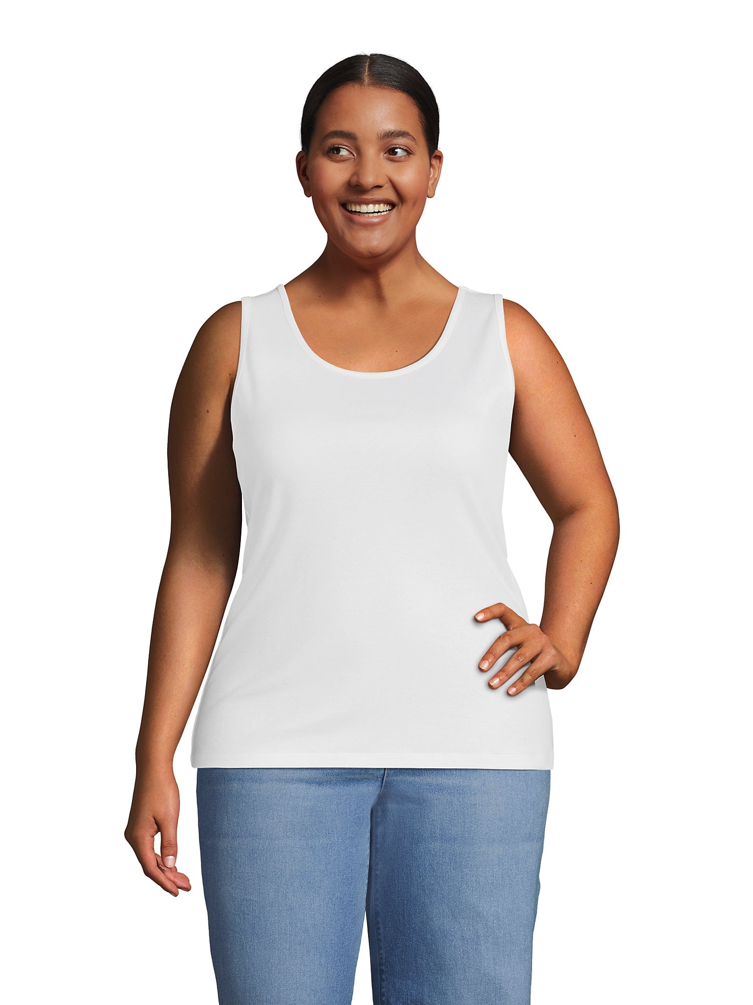 Lands' End Women's Plus Size Cotton Tank Top - Walmart.com