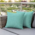 thumbnail image 4 of Vintage Linen Pillow Covers 2 Pack Pastoral Aqua Linen Texture Farmhouse Pillowcase Waterproof Outdoor Throw Pillow Cover for Patio Garden Square Cushion 20”x20”, 4 of 9