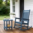 thumbnail image 6 of SERWALL Round Outdoor Side Table, All Weather Use Double Layer Patio Side Table, HDPE Adirondack End Table for Patio, Garden, Deck - Blue, 6 of 7