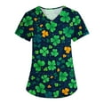 thumbnail image 5 of Feancey St. Patrick's Day Scrub Tops for Women Rainbow Clover Print Working T-Shirts Short Sleeve V Neck Casual Nursing Shirts with Pockets Green L, 5 of 6