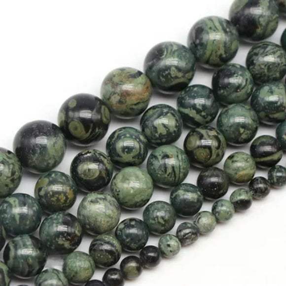 HOOUN 4 6 8 10 12MM Natural Green Kambaba Jasper Stone Strand Beads Jewelry Making DIY-10MM(37PCS)