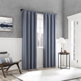 thumbnail image 4 of Sun Zero Sylvan Slub Stripe Thermal Blackout Rod Pocket Curtain Panel, 40"x63", Denim, 4 of 6