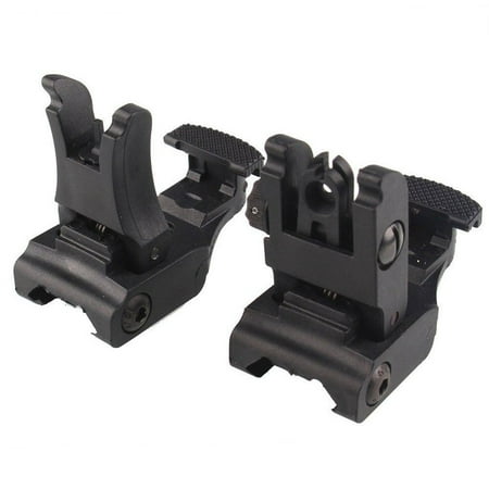 Polymer Folding Tactical Flip up Sight Rear Front Sight Mount Set for Weaver / Picatinny Rails Backup Flip up Sights Rapid Transition Set (Best Front And Rear Sights For Ar 15)