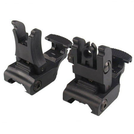 Polymer Folding Tactical Flip up Sight Rear Front Sight Mount Set for Weaver / Picatinny Rails Backup Flip up Sights Rapid Transition Set