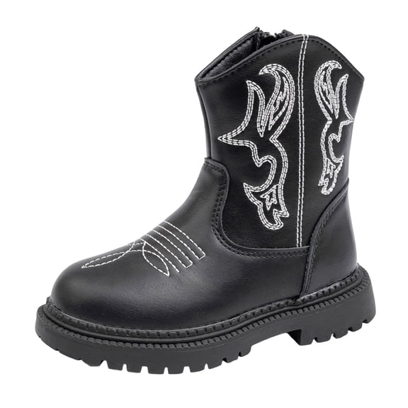 Dakaela 1.5Y-7Y Girls Cowgirl Boots Toddler Boys Cowboy Boot for Little Kids Embroidery Western Riding Mid Calf Booties