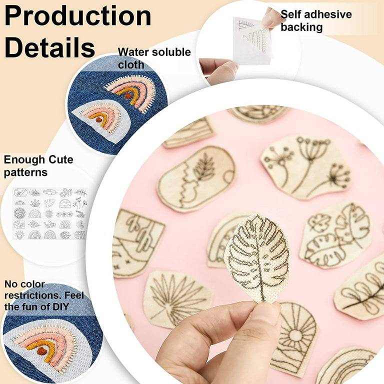 50 Pcs Water Soluble Hand Sewing Stabilizers Wash Away Stabilizer for  Embroidery Fabric Embroidery Stabilizers with Boho Pattern for Embroidery  Hand Sewing Lover 