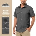 thumbnail image 4 of BUWTTED Shirts for Men with Double Chest Pockets Lightweight Short Sleeve Summer Breathable Button Down Hiking Travel Work Grey Shirt L, 4 of 7