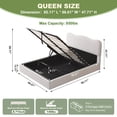 thumbnail image 3 of Queen Size Bed Frame with Lift Up Storage, Boucle Upholstered Platform Bed with Curved Headboard, No Box Spring Needed, Hydraulic Storage, White, 3 of 6