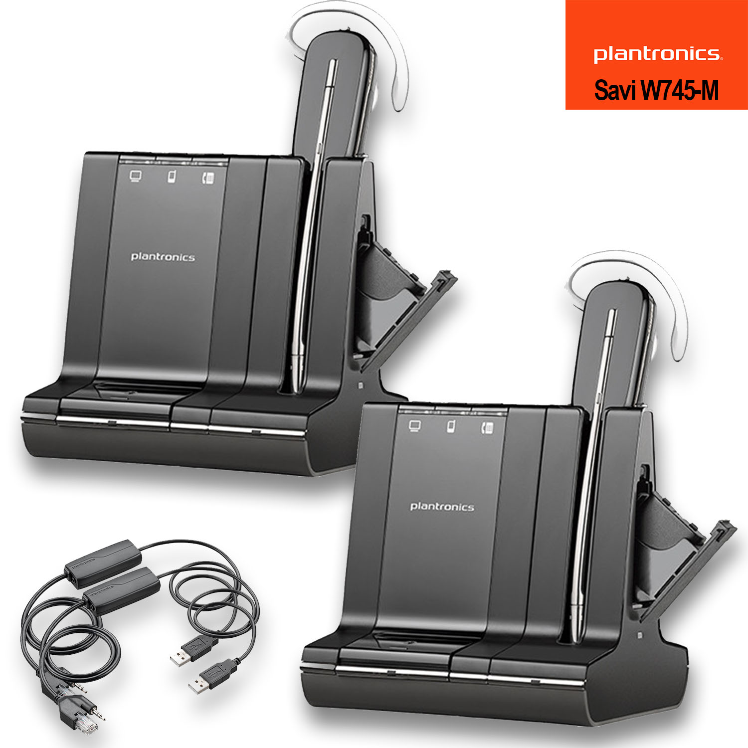 Plantronics Savi W745M Multi Device Wireless Headset System + APU72