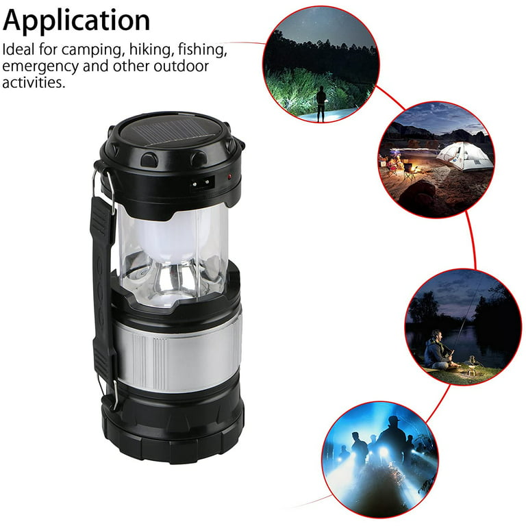 Solar Camping Lantern, 2-in-1 Rechargeable Handheld Flashlights,  Collapsible LED Lantern Camping Gear Equipment for Outdoor Hiking, Camping  Supplies, Emergencies, Hurricanes, Outages 
