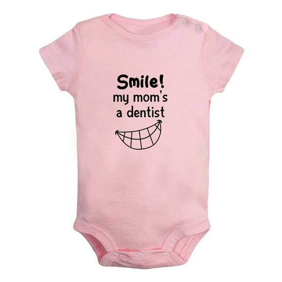 iDzn Smile My Mom's a Dentist Funny Rompers For Babies, Newborn Baby Unisex Bodysuits, Infant Jumpsuits, Toddler 0-24 Months Kids One-Piece Oufits