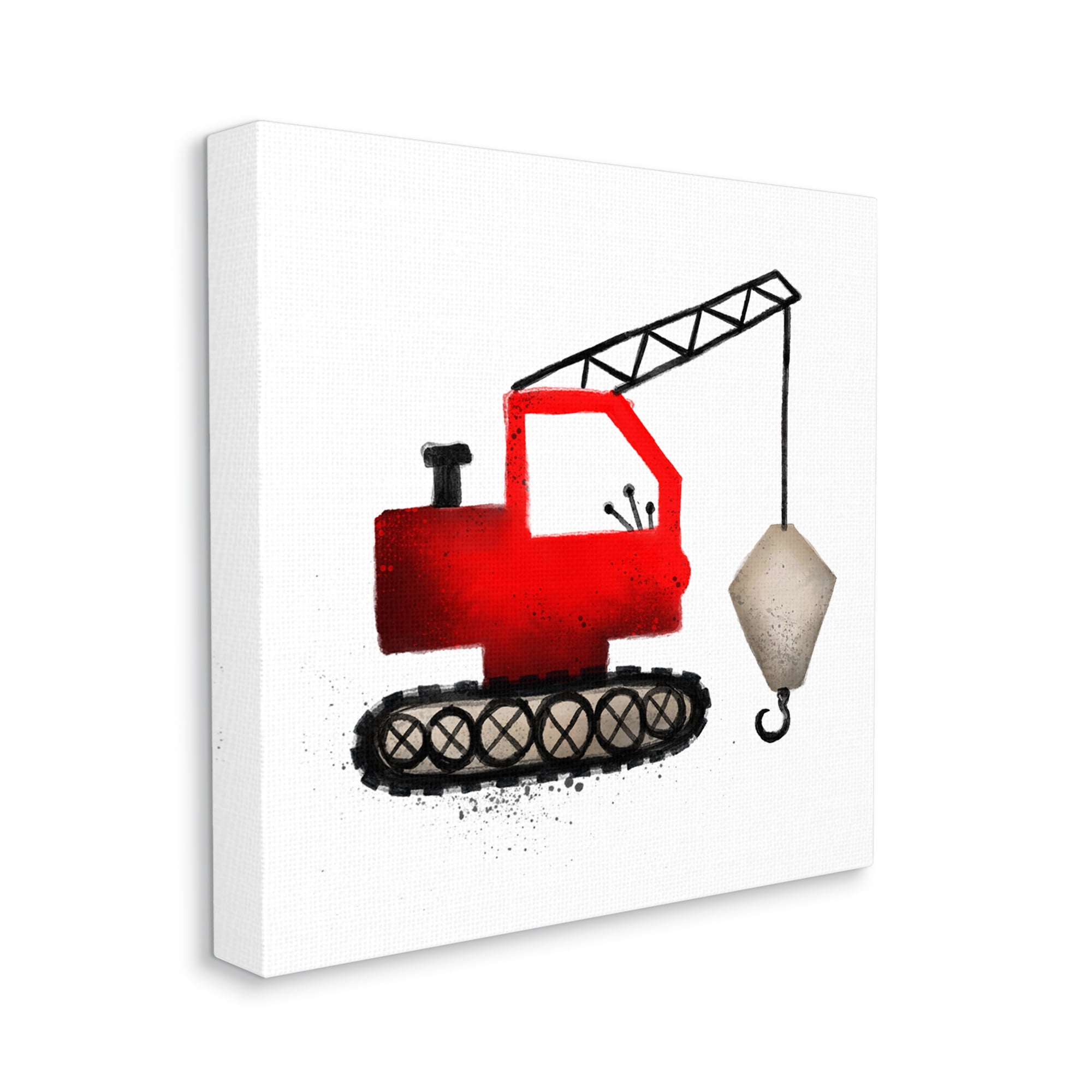 Stupell Red Crane Construction Vehicle Transportation Painting Gallery Wrapped Canvas Print Wall Art