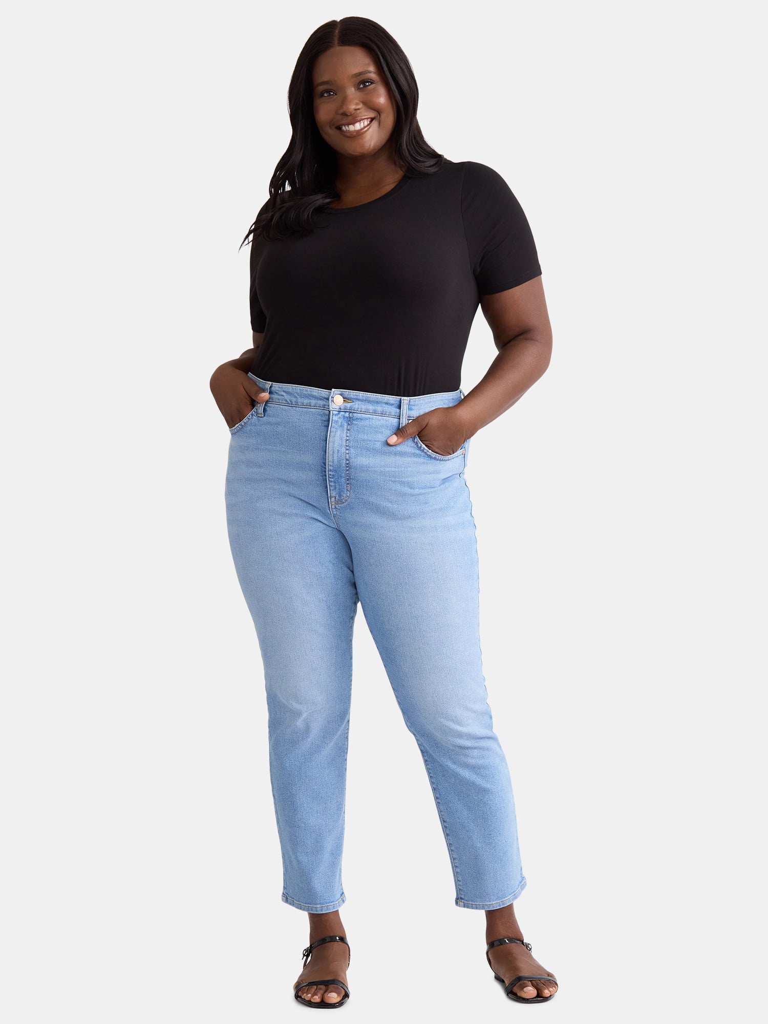 Terra & Sky Women's Plus Size Straight Leg Skinny Jeans