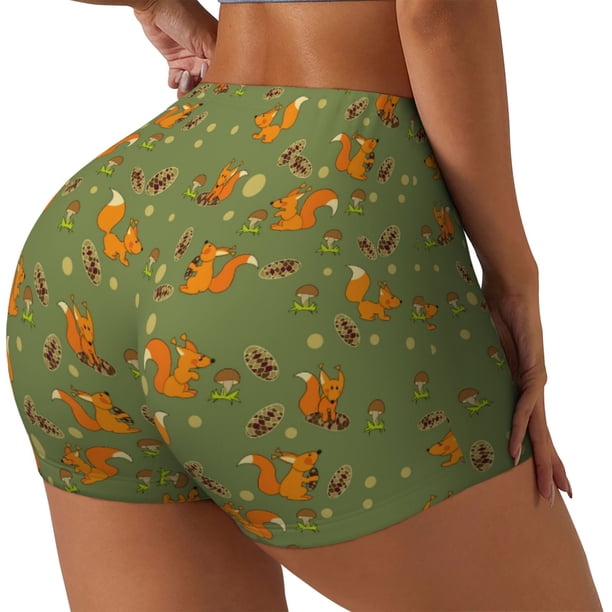 Fotbe Squirrel And Nuts Shorts Sin Costuras – Shorts Deportivos de Cintura Alta para Mujer, Elásticos para Gimnasio, Yoga, Running o Ciclismo-Small