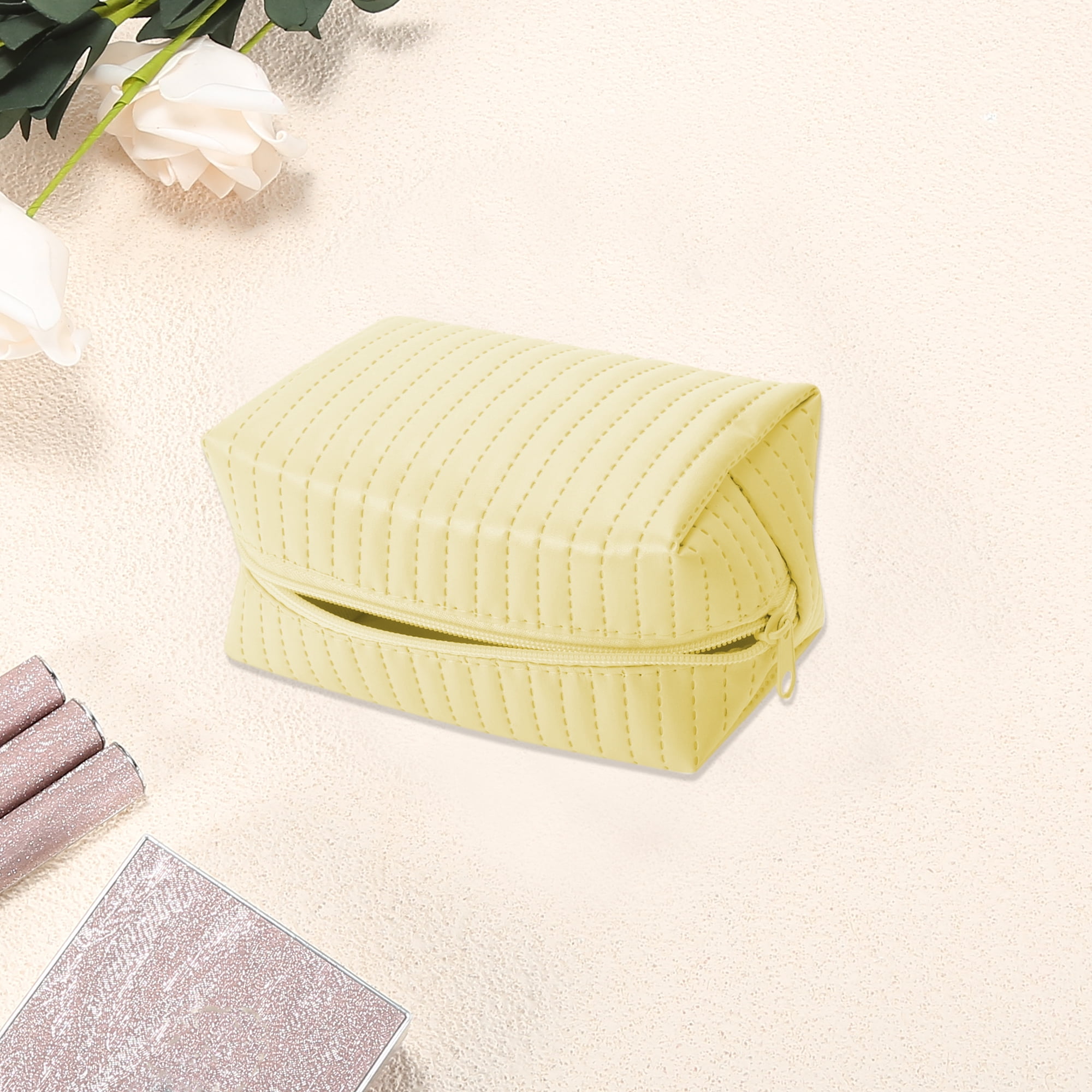 Unique Bargains 1 Pc Simple Square Makeup Bag Yellow