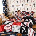thumbnail image 5 of Erosebridal Red Black Baseball Twin Bedding Sets, Sport Bedding Comforter Set for Boys and Girls, Black Reversible 7 Pieces, 5 of 6