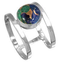 Natural Mohave Azurite Women Jewelry 925 Sterling Silver Ring
