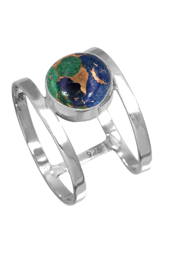 Natural Mohave Azurite Women Jewelry 925 Sterling Silver Ring
