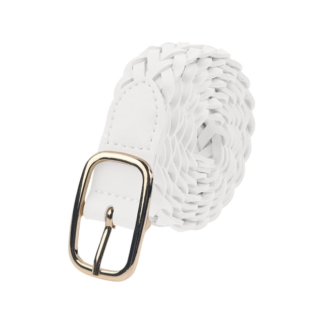 Cinturón trenzado para mujer INSPIRE CHIC con hebilla cuadrada, versátil para abrigos y jeans, cinturones decorativos 110x2.3cm/43.3x0.9' Blanco