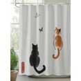 thumbnail image 2 of Fsddascl Japanese Cute Cat Shower Curtain Set - 48" x 72" Washable Bathtub Curtain with 12 Hooks, Harmony Cartoon Kitty Butterfly Waterproof Fabric Stall Shower Curtains for Bathroom/Bathtub Décor, 2 of 6