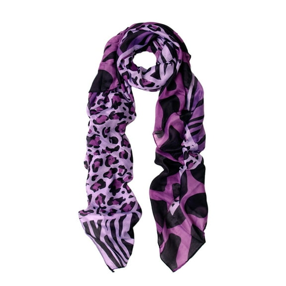 Elegant Leopard & Zebra Mixed Animal Print Scarf