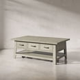 thumbnail image 3 of Jofran Telluride Rustic Distressed Acacia 50" Coffee Table with Caster Wheels and Pull-Through Drawers, 3 of 10