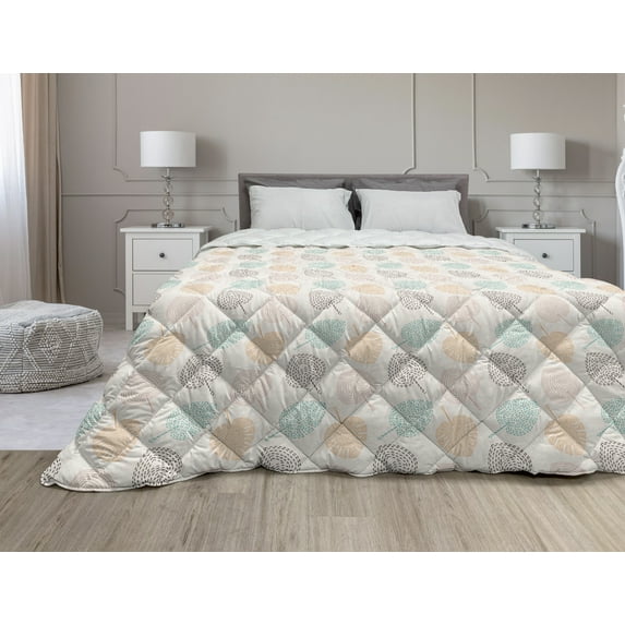 Geometric Down Alternative Comforter, Contemporary Art Image of Dotwork Abstract Triangles Composition, Microfiber Quilt for All Season, 5 Sizes, Charcoal Grey and White, by Ambesonne