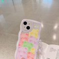thumbnail image 4 of Funda compatible con iPhone 14, diseño de oso de dibujos animados transparente con correa de muñeca con cuentas de flores para mujeres y niñas, funda protectora completa de TPU suave para iPhone 14 -, 4 of 8
