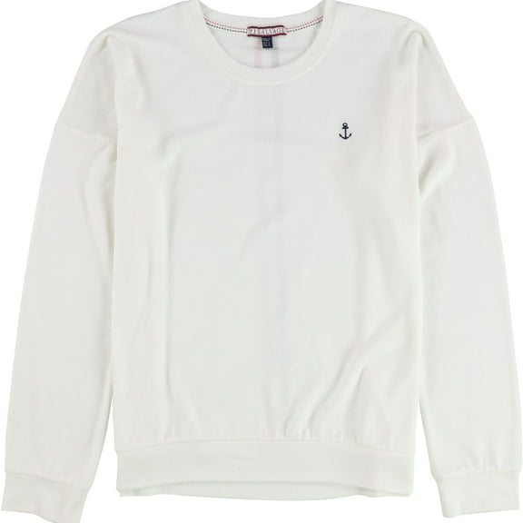 P.J. Salvage Womens Anchor Pajama Sweater, Off-White, Small