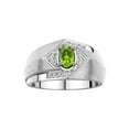 thumbnail image 1 of RYLOS Mens Rings 14K White Gold Ring 6X4MM Oval Shape Gemstone & Diamond Ring Peridot August Birthstone Rings For Man Gold Rings Size 11, 1 of 7