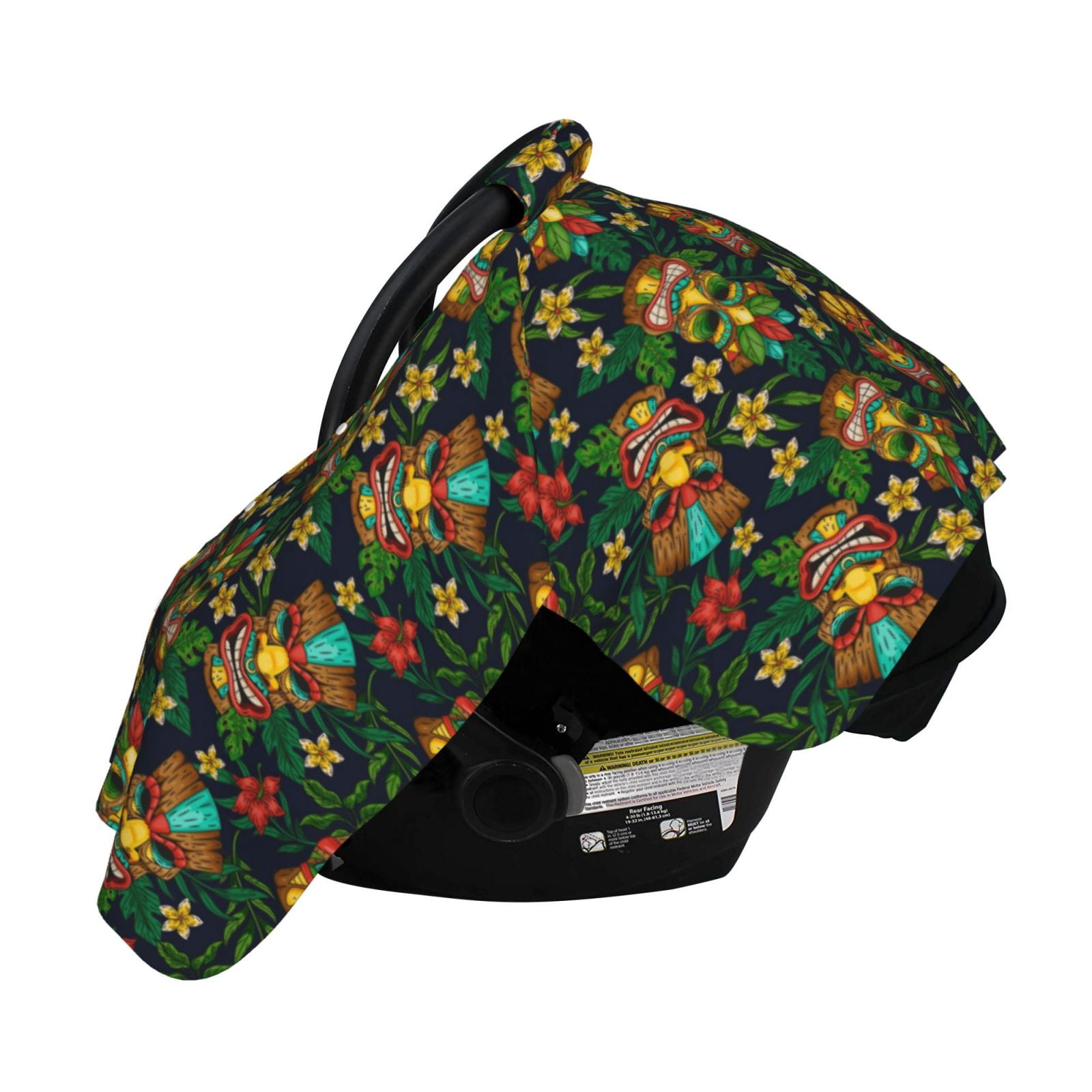 Naloa Mask Tropical Flower Baby Car Seat Cover, Breathable Baby Carrier Cover, Multiuse Baby Carrier Cover & Nursing Breastfeeding Cover