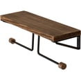 thumbnail image 5 of MyGift Wall-Mounted Burnt Wood and Black Metal Dual-Roll Toilet Paper Holder, 5 of 6