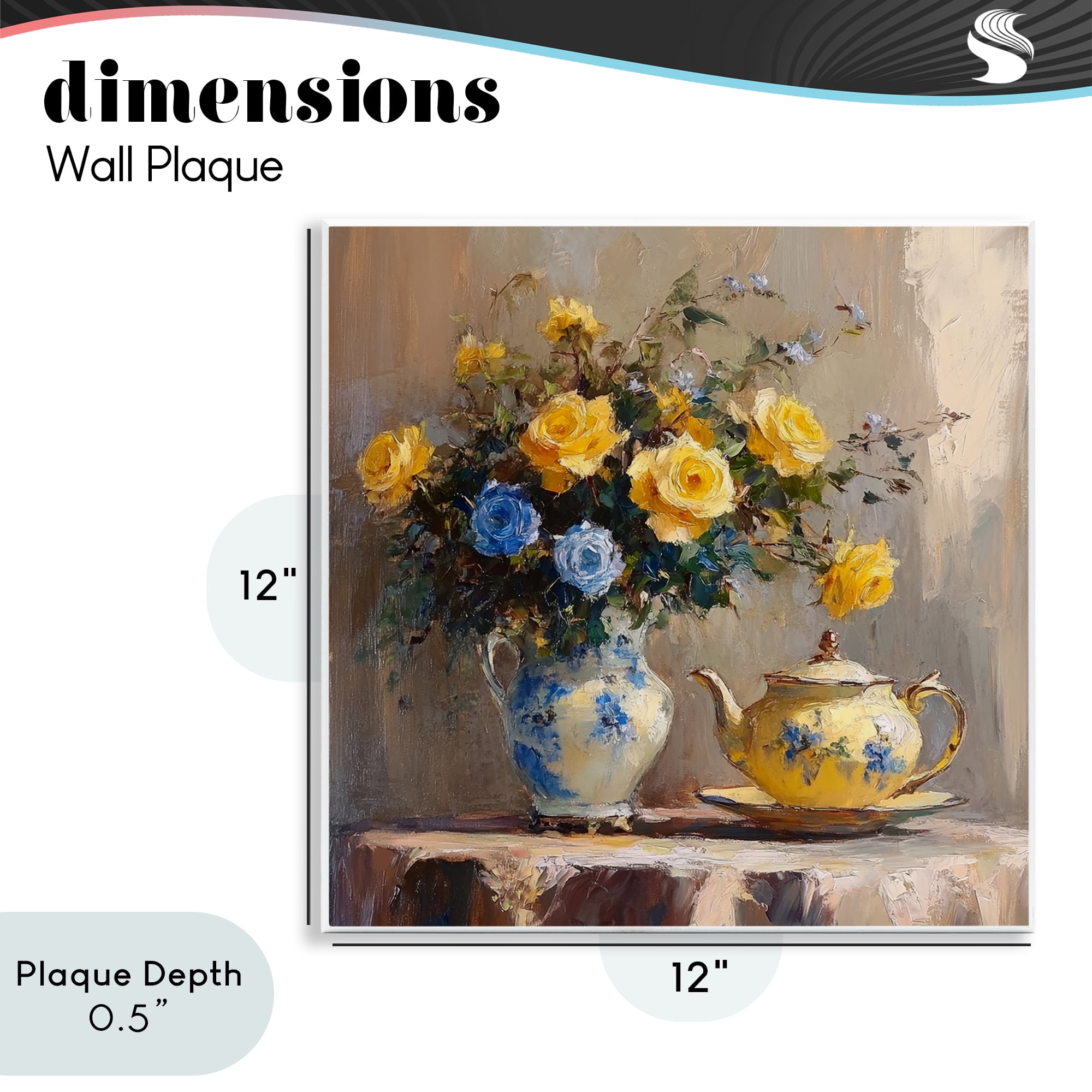 Stupell Industries Tea Time Blue & Yellow Bouquet Wall Plaque Art, design by Petal Prints Design