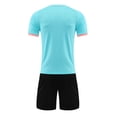 thumbnail image 2 of Haitryli Kids Boys Football Jersey Training Outfits Gradient Print T Shirt with Athletic Shorts Set Light Blue 3XS, 2 of 5