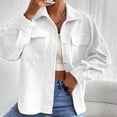 thumbnail image 4 of Atogsazn Womens Button Up Jacket Casual Long Sleeve Corduroy Shirt Spring Fall Tops Clothing with Pocket White M Fashion, 4 of 5