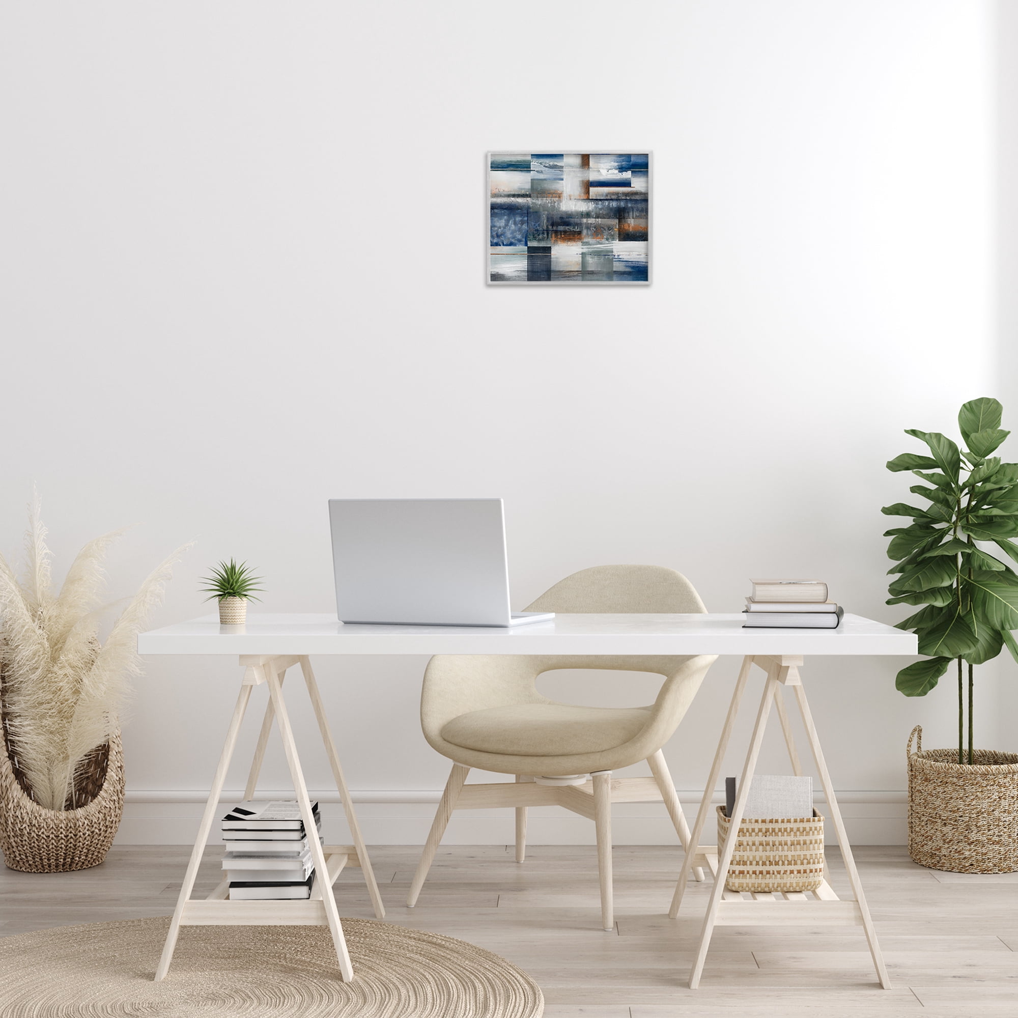 Stupell Industries Nautical & Nature Collage Abstract Painting Gray Framed Art Print Wall Art, 14 x 11